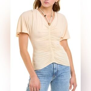 A.L.C. NWT NINA RUCHED BEAD-EMBELLISHED TOP CREAMY BEIGE